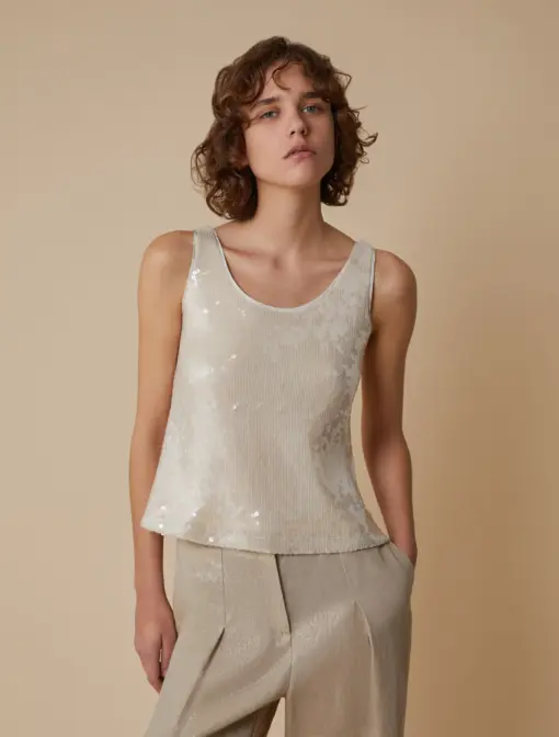 Cadore – Top ricamato con paillettes Pennyblack